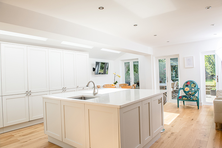 White kitchen with island