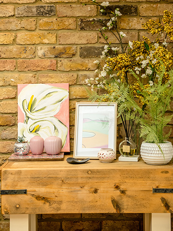 wooden table and decorations