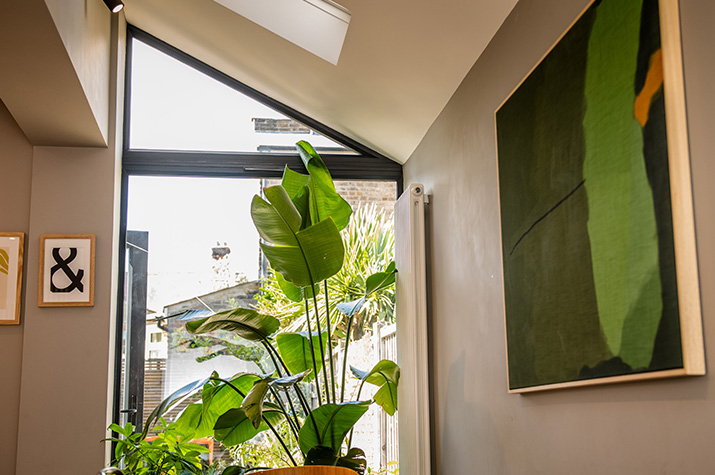 close up of wall art and plants